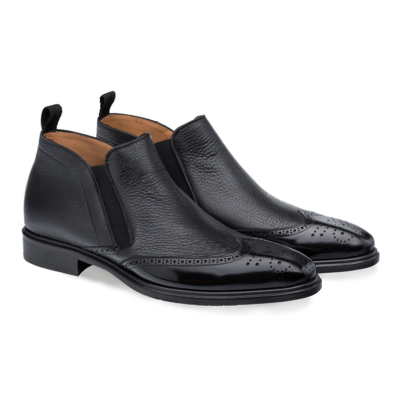 Mezlan Bexley Wing Tip Ankle Boots Black | MensDesignerShoe.com