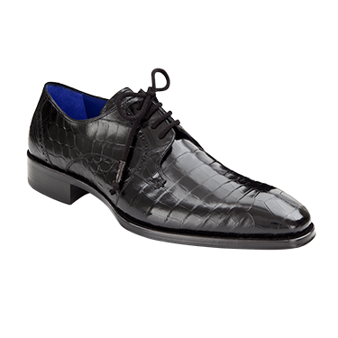 Mezlan Giotto Alligator Derby Shoes Black | MensDesignerShoe.com