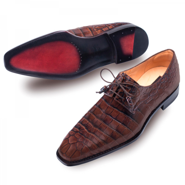 Mezlan Grillo Alligator Lace Up Shoes Brown | MensDesignerShoe.com