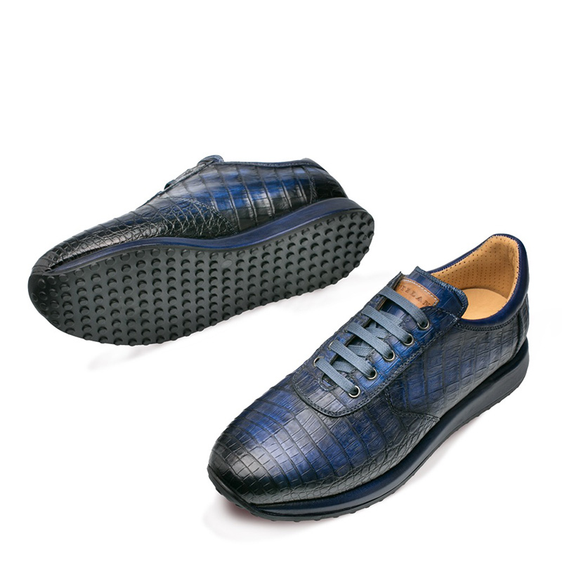 Mezlan Hannibal Crocodile Sneakers Blue | MensDesignerShoe.com
