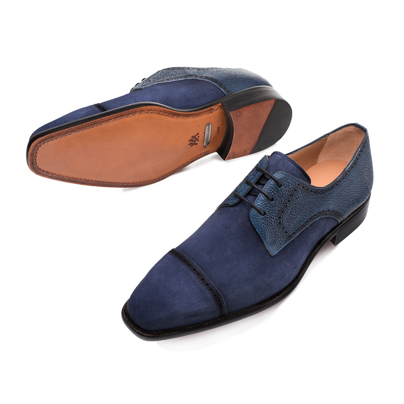 Mezlan Janus Cap Toe Shoes Blue | MensDesignerShoe.com