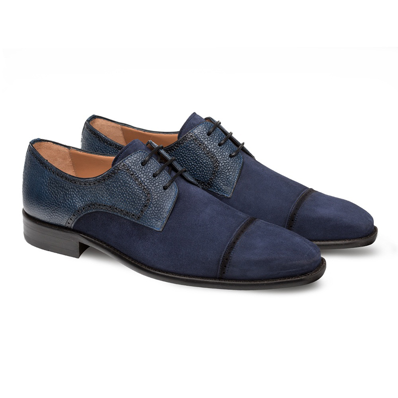 Mezlan Janus Cap Toe Shoes Blue | MensDesignerShoe.com
