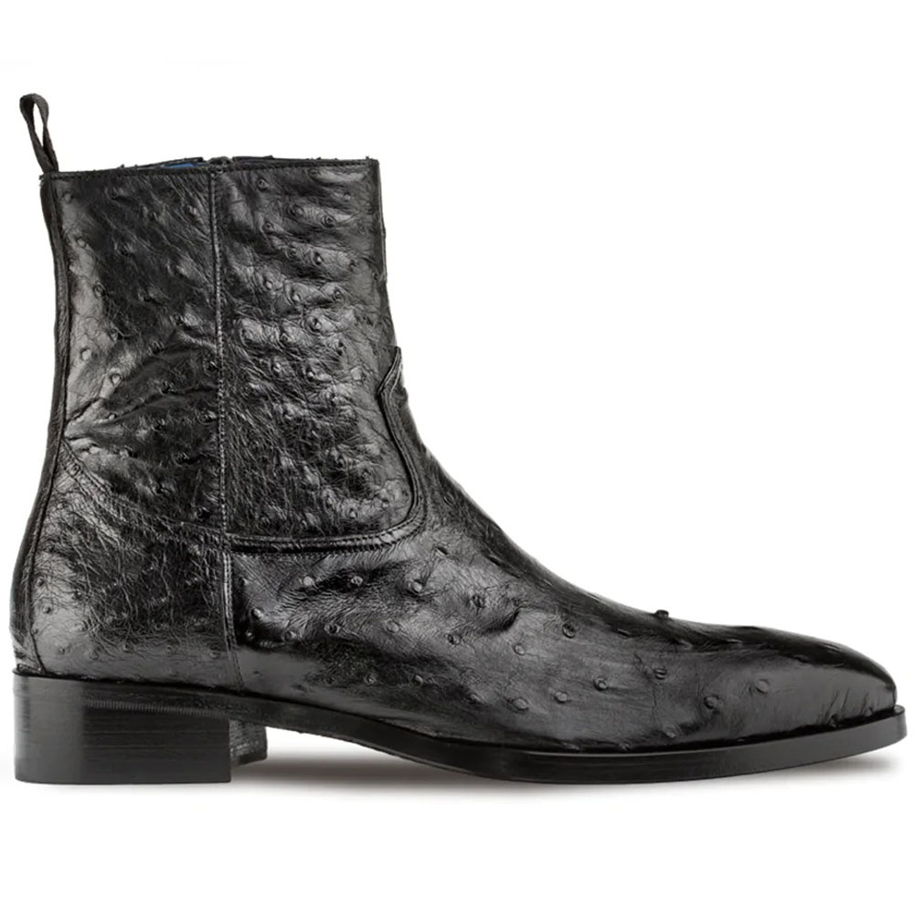 Mezlan Straight-Heel Ostrich Boots Black Image