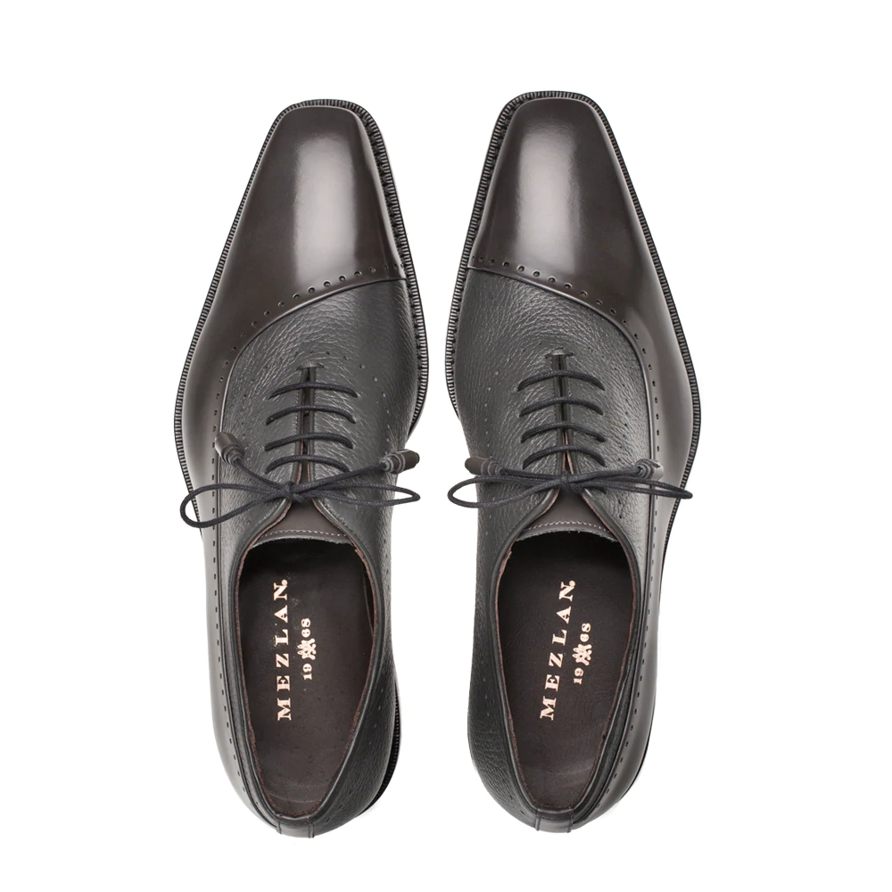Mezlan Postdam Deerskin Calfskin Shoes Grey (16409) | MensDesignerShoe.com