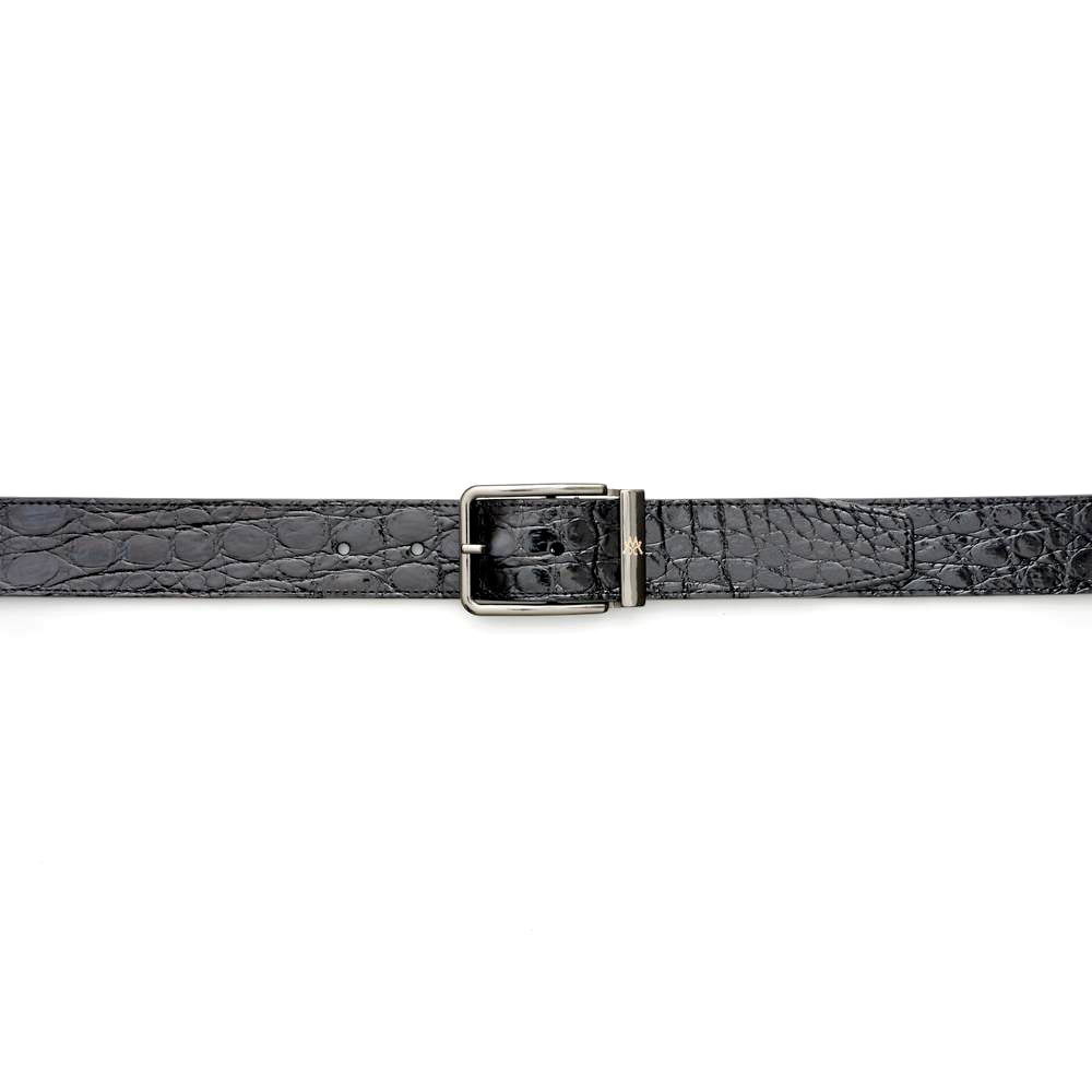 Mezlan Signature Crocodile Belt Black | MensDesignerShoe.com