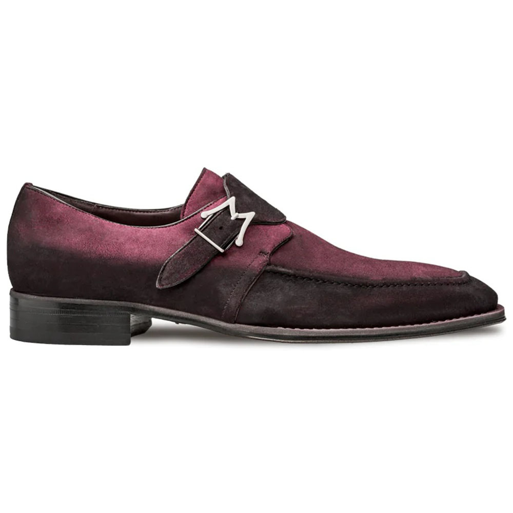 Mezlan Suede Monk Strap Shoes Burgundy Image