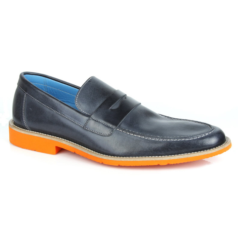 Michael Toschi Cabo Penny Loafers Steel / Orange Sole Image