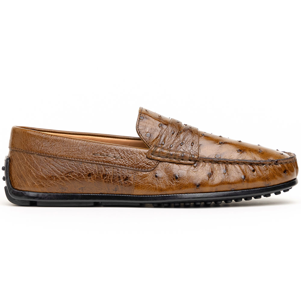 Zelli Monza Ostrich Quill Driving Loafers Brandy Image