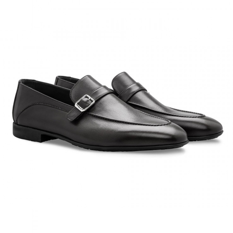 Moreschi 043159 NE Calfskin Loafer Shoes Black | MensDesignerShoe.com