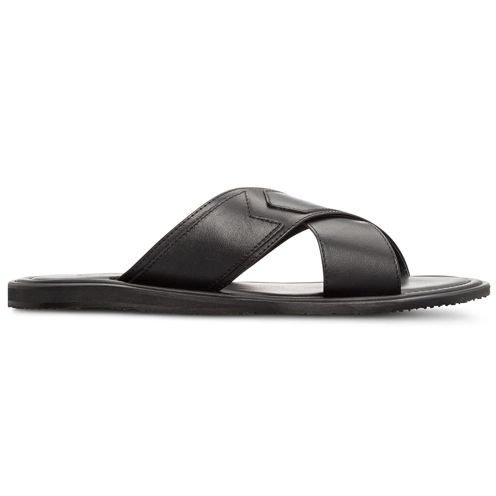 Moreschi 92035-01-NE Leather Slide Sandals Black Image