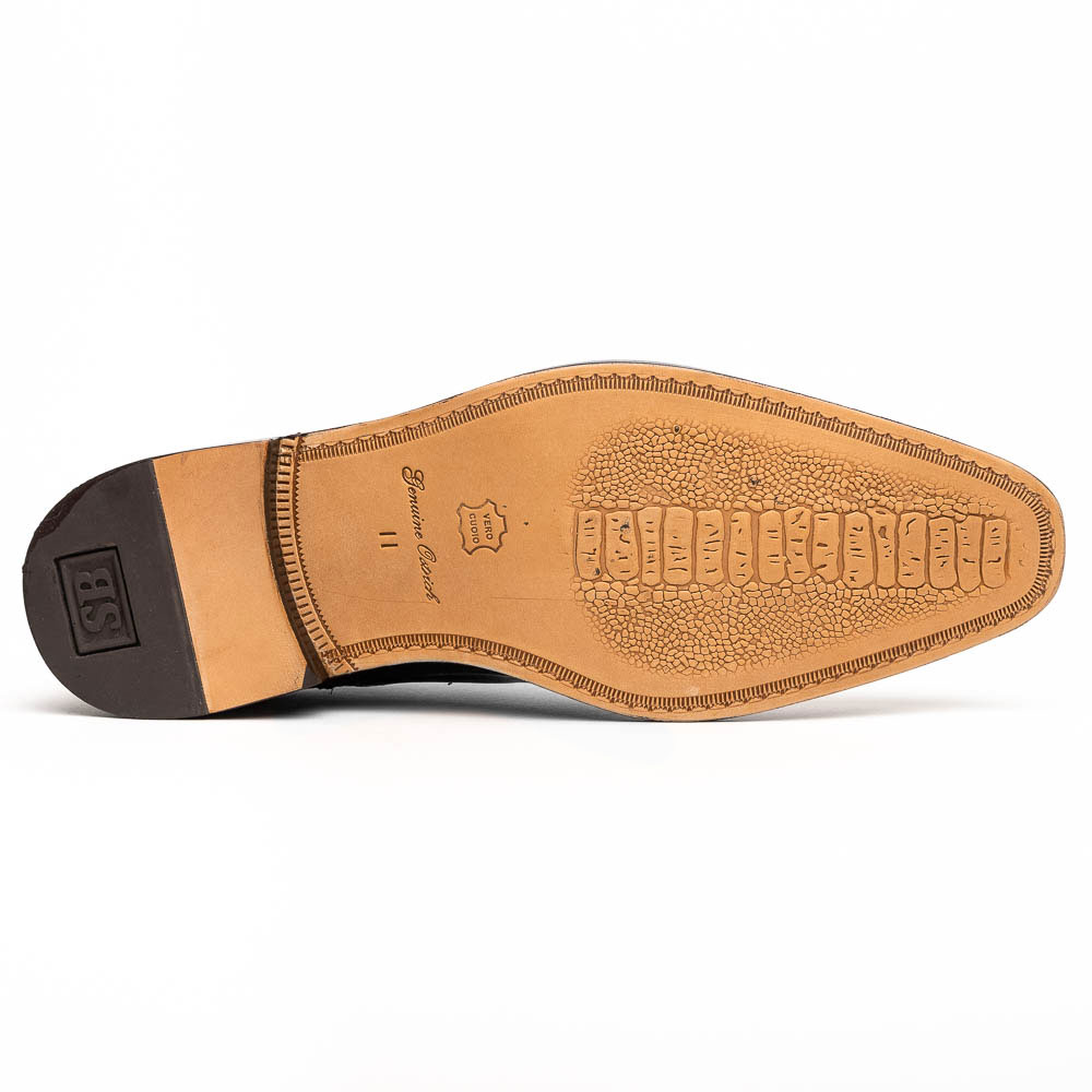 Belvedere Nino Eel & Ostrich Shoes Black | MensDesignerShoe.com