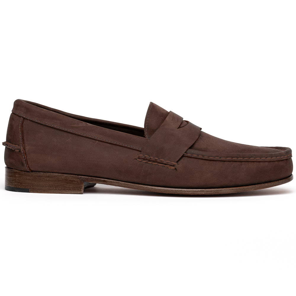 Handsewn Shoe Co. Nubuck Penny Loafers Brown Image