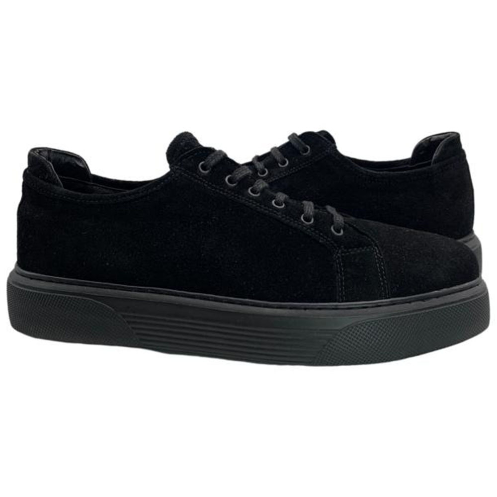 Paolo Shoes Anatoly Low Top Suede Sneaker Black Image