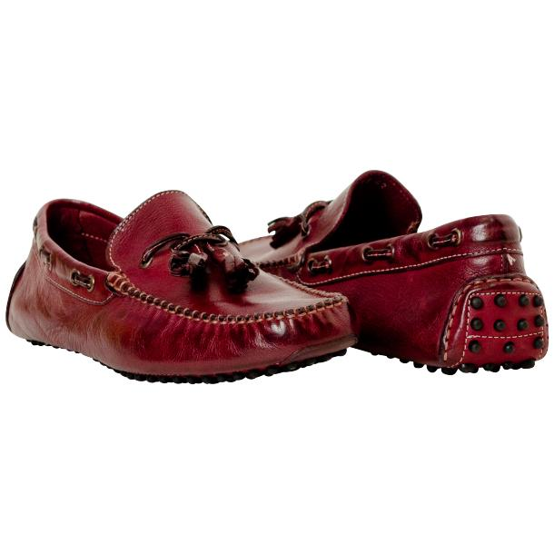 Paolo Shoes Blake Tasseled Driving Loafers Maroon Image