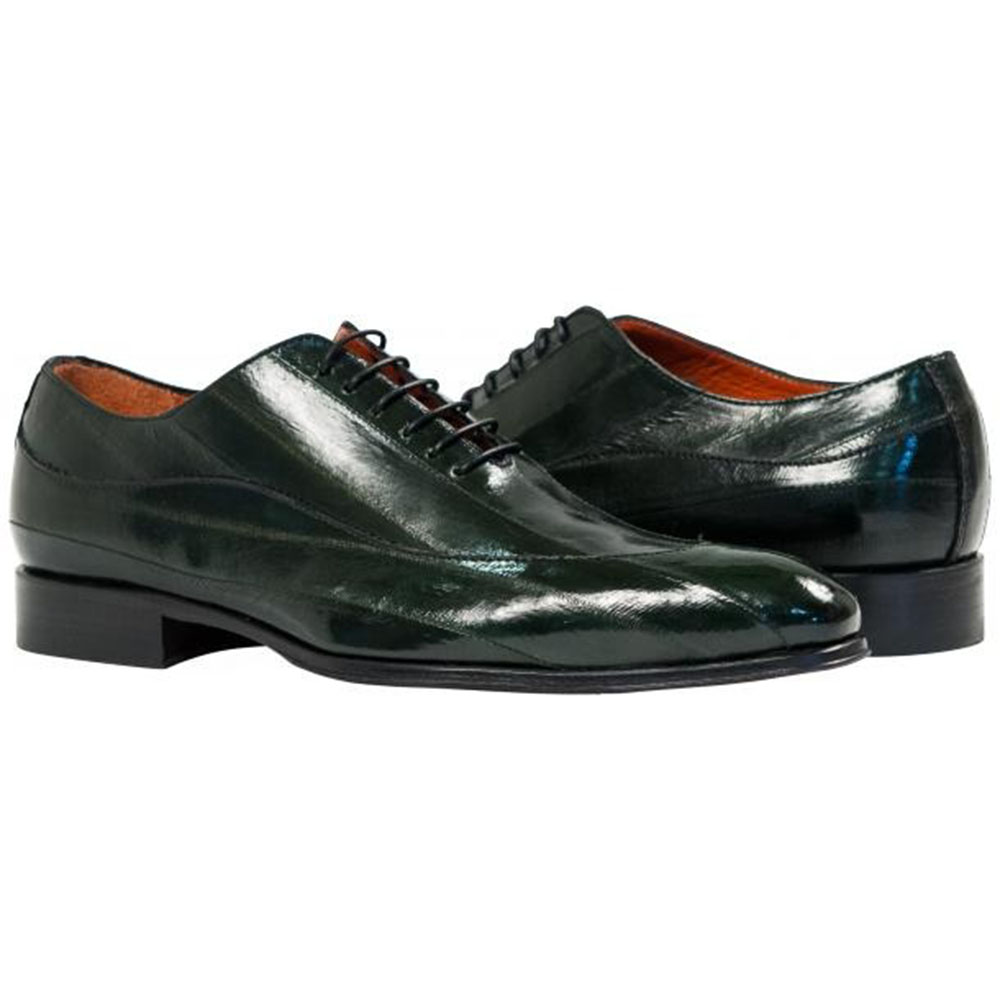Paolo Shoes Dufresne Eel Skin Oxfords Green Image
