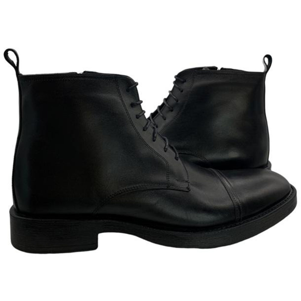 Paolo Shoes Fabio Leather Zip Up Ankle Boots Black Image