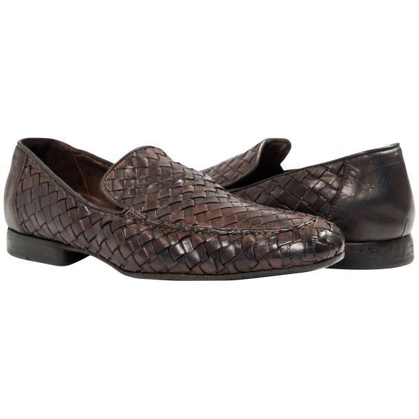 Paolo Shoes Jerome Nappa Woven Loafers Dark Brown Image