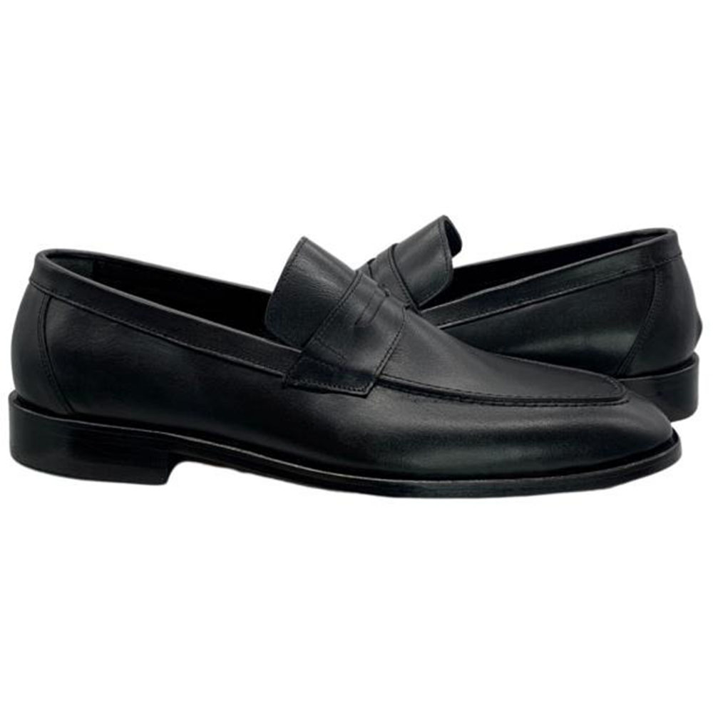 Paolo Shoes Leo Leather Penny Loafers Black Image