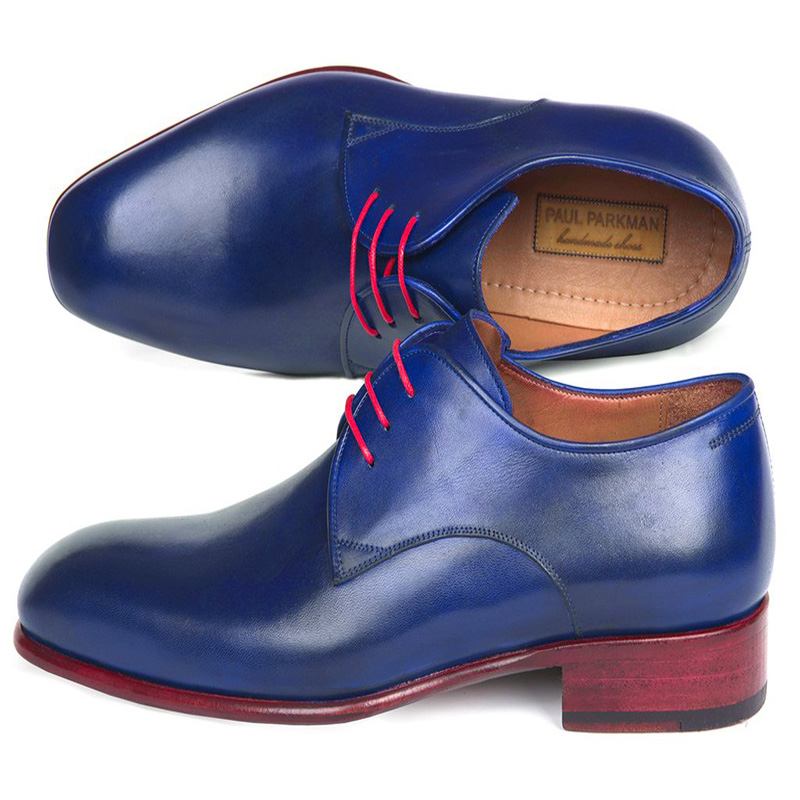 Paul Parkman Calfskin Derby Shoes Blue | MensDesignerShoe.com