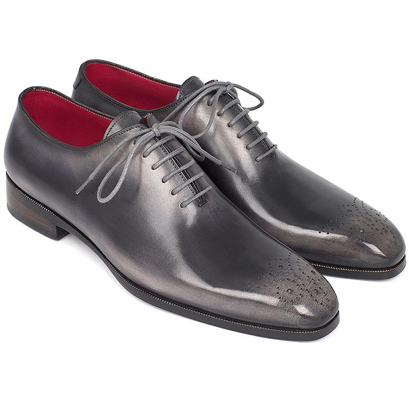 Paul Parkman Calfskin Wholecut Oxfords Shoes Gray & Black Image