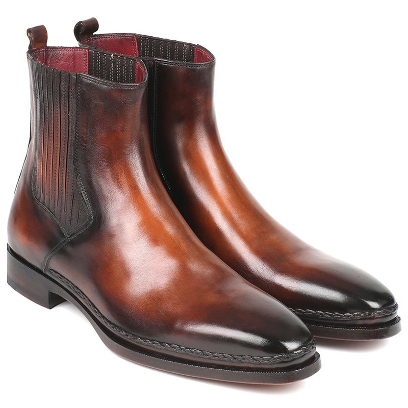 Paul Parkman Chelsea Leather Boots Burnished Brown Image