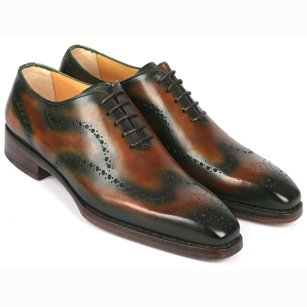 Paul Parkman Goodyear Welted Oxford Shoes Brown / Green Image