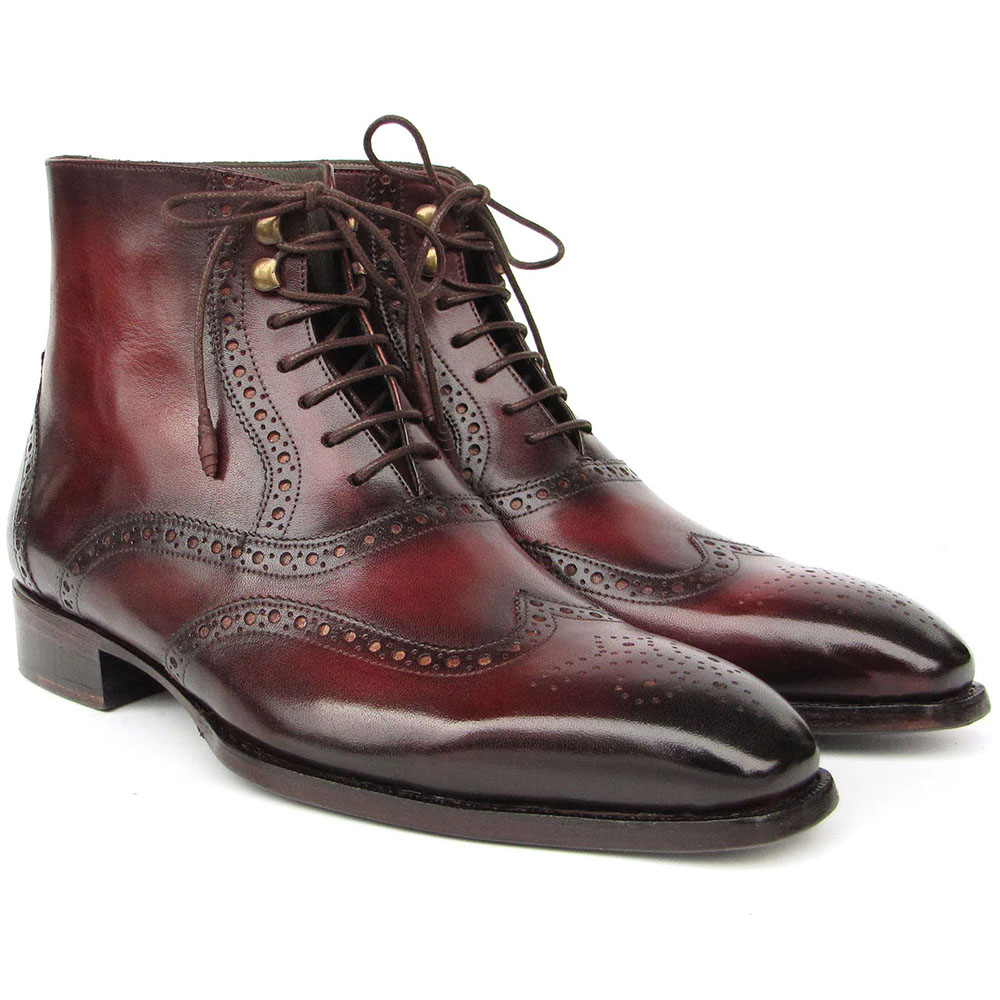 Paul Parkman Leather Goodyear Welted Wingtip Boots Bordeaux Image