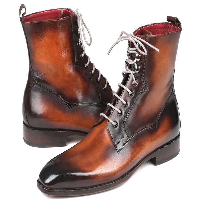 Paul Parkman Leather Lace-Up Boots Burnished Brown | MensDesignerShoe.com