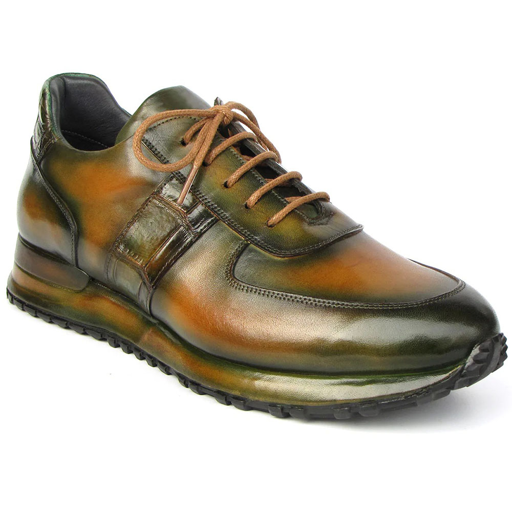 Paul Parkman Leather Sneakers Olive Green Image