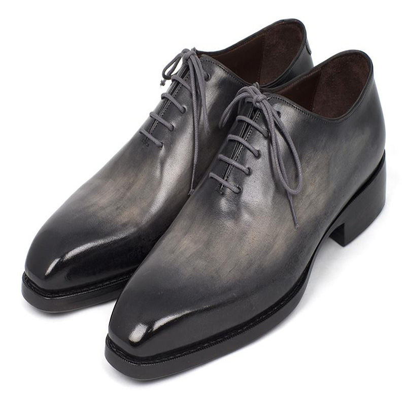 Details about   Men's handmade pure leather whole cut dress shoes Gray leather lace up shoes 