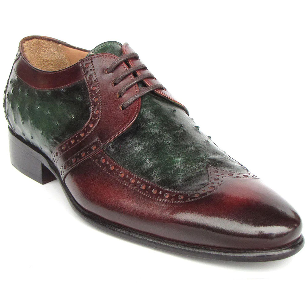 Paul Parkman Ostrich / Leather Derby Shoes Green / Brown Image