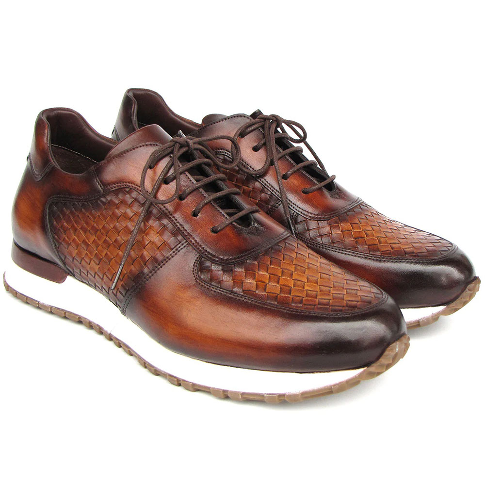 Paul Parkman Woven Leather Sneakers Brown Image