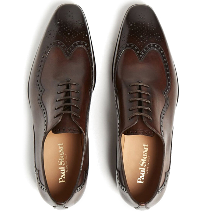 Paul Stuart Milano Wing Tip Shoes Mahogany | MensDesignerShoe.com