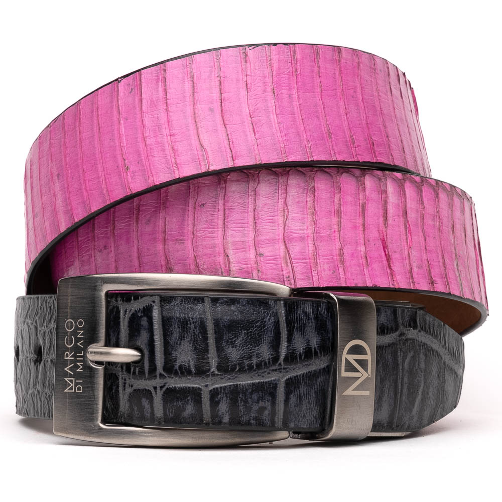 Marco Di Milano Crocodile & Cobra Belt Pink / Grey Image