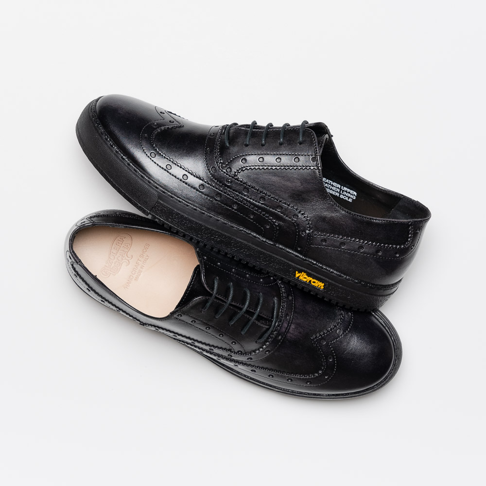 Calzoleria Toscana Q406 Wingtip Sneakers Black | MensDesignerShoe.com