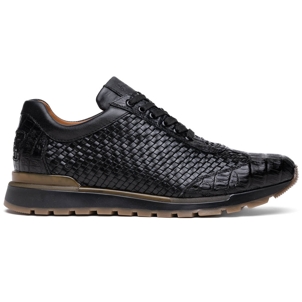 Marco Di Milano Roma Caiman Crocodile Woven Sneakers Black Image