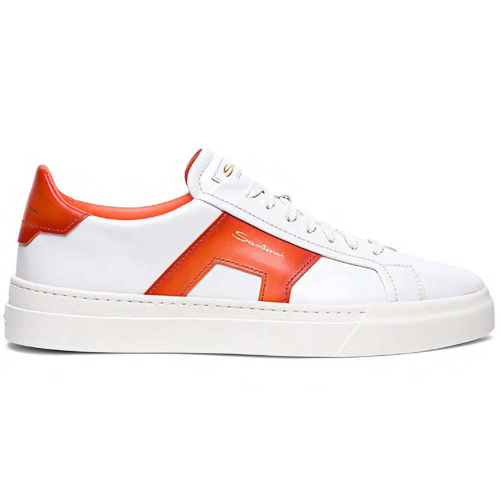 Santoni DBS1 Calfskin Sneakers Puro White / Orange Image