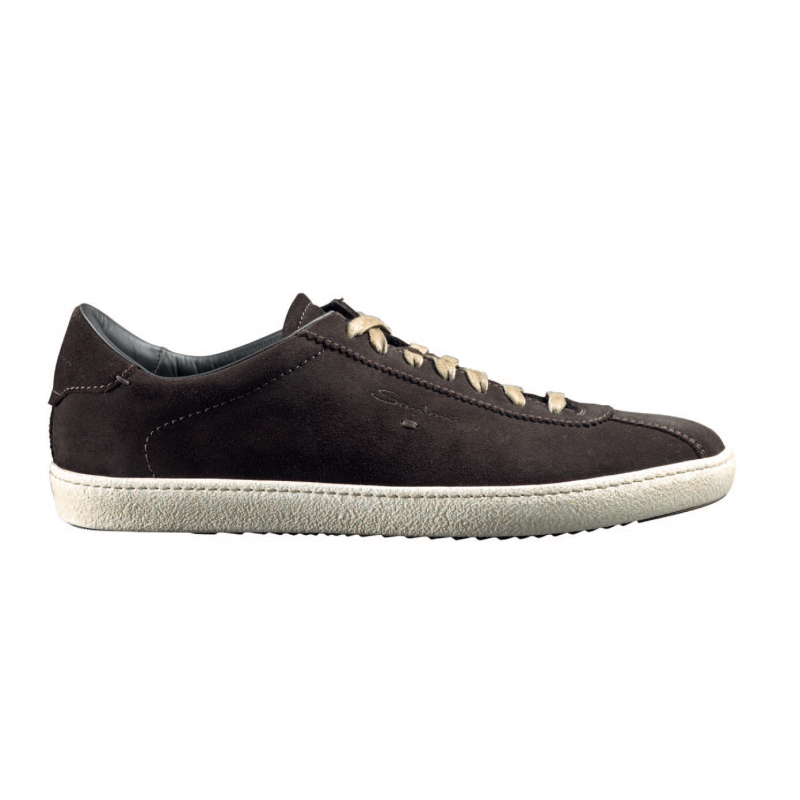 Santoni Escolar S3 Suede Sneakers Dark Brown | MensDesignerShoe.com