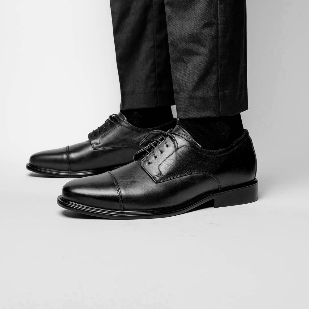 Neil M Senator Cap Toe Shoes Black | MensDesignerShoe.com