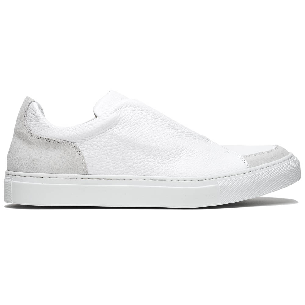 Zelli Spettacolare Pebble Grain Slip On Sneakers White Image