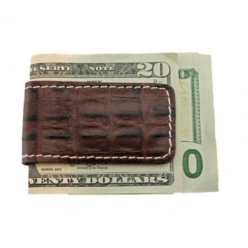 TB Phelps Croco Leather Money Clip Briar Image