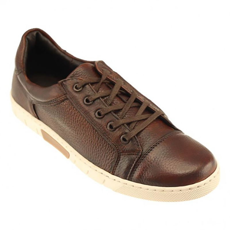 TB Phelps Tribeca Deerskin Lace-Up Sneakers Chestnut Image