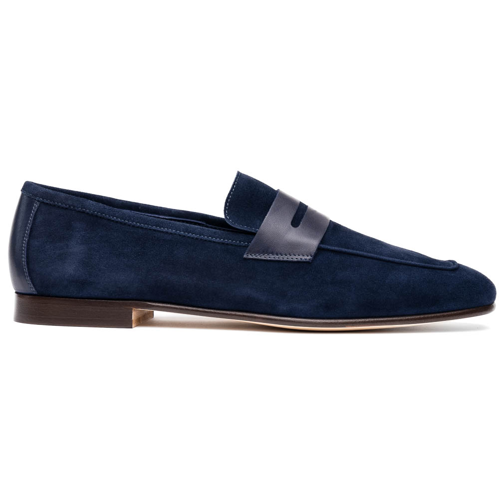 Zelli Tippa Suede / Calfskin Penny Loafers Navy Image
