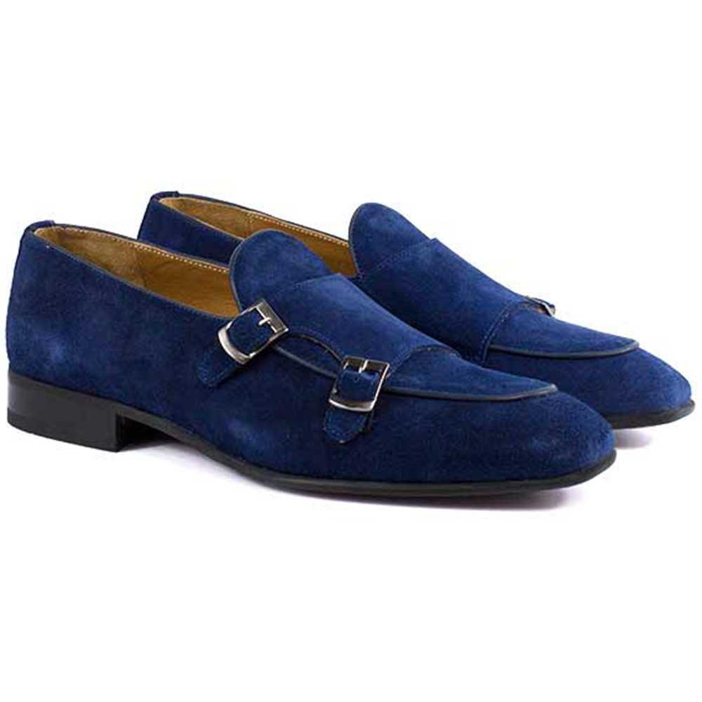 Corrente P000598 Tomaso Suede Double Buckle Loafer Blue Image