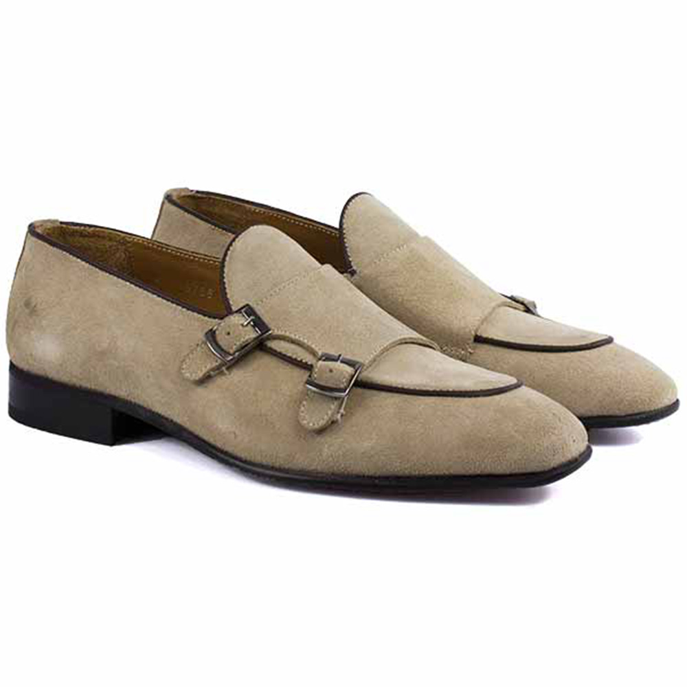 Corrente P000598 Tomaso Suede Double Buckle Loafer Taupe Image