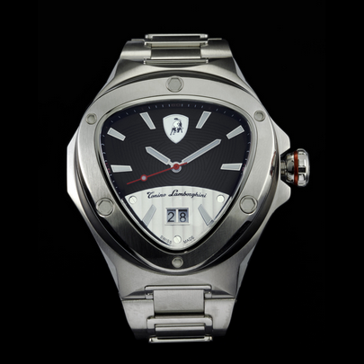 Tonino Lamborghini Spyder 3021 Stainless Steel 3-Hand Watch Black/White Image