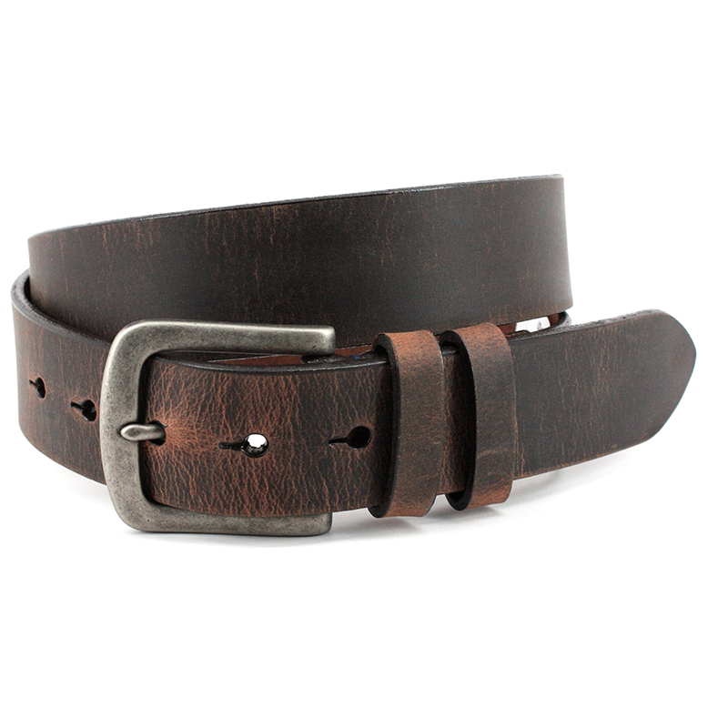 Torino Leather Distressed Waxed Harness Leather Belt Antique Brown Image