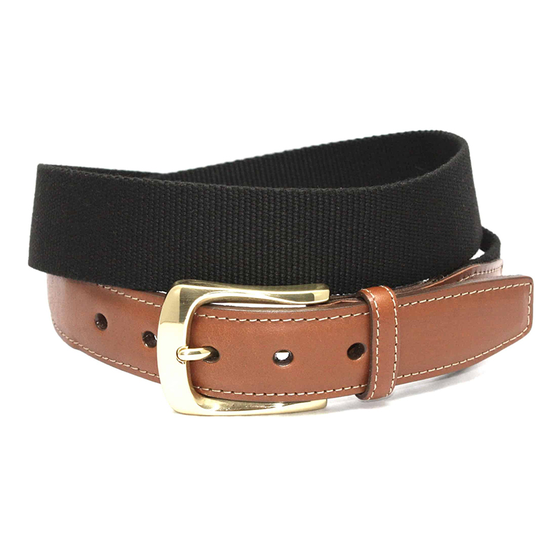 Torino Leather European Ribbed Surcingle Belt Black Image