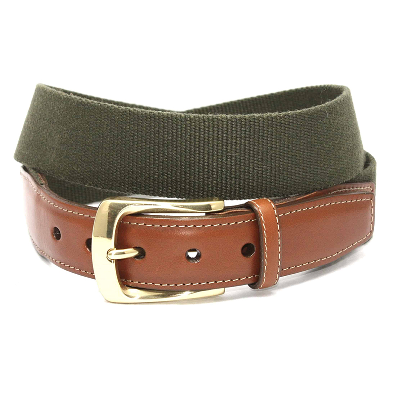 Torino Leather European Ribbed Surcingle Belt Olive Image
