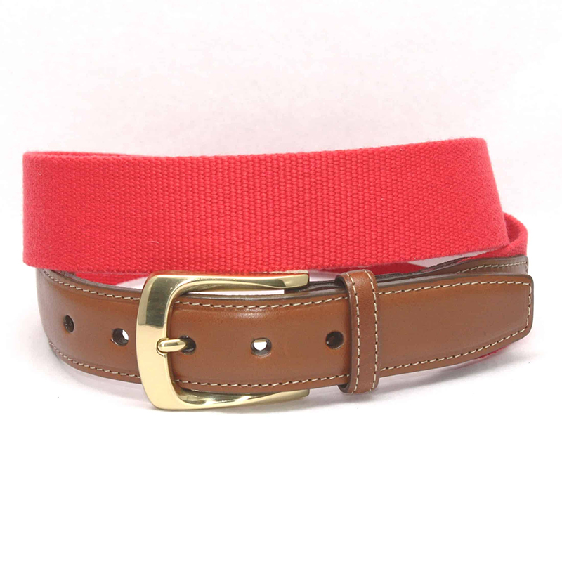 Torino Leather European Ribbed Surcingle Belt Red Image